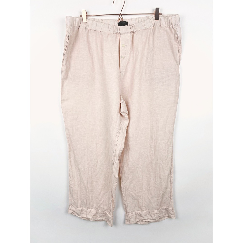 J. Crew Linen Cotton Blend Pale Pink Straight Leg Pants XXL